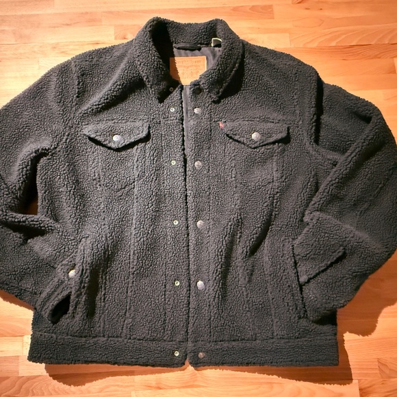 Levis Black Sherpa Jacket Men’s - Picture 2 of 10